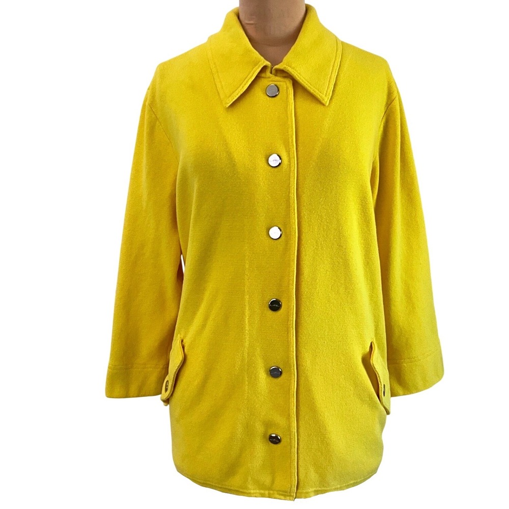 Lauren Ralph Lauren Yellow Cotton Snap Front Collared Jacket Women's Plus 2X